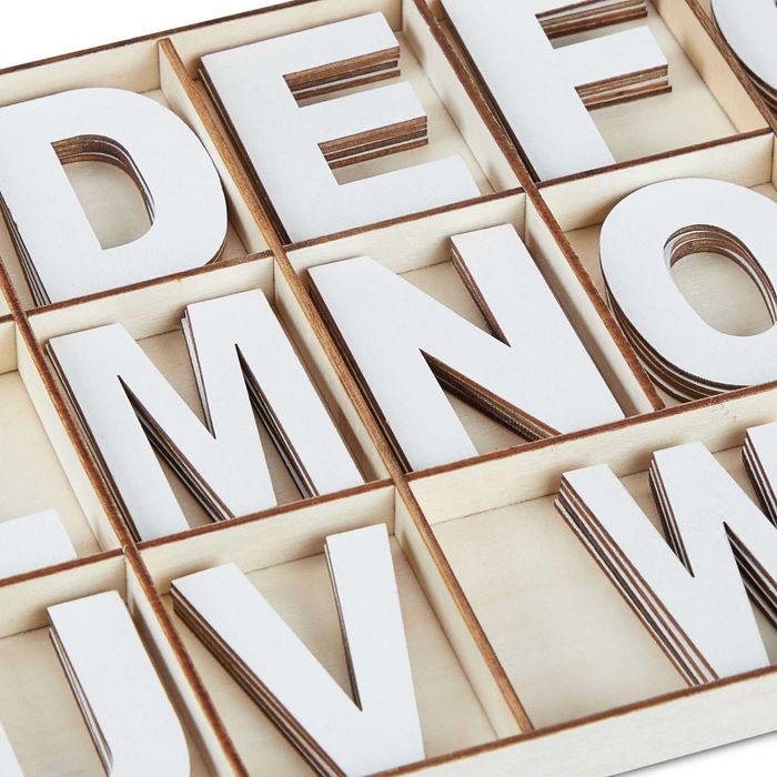 Set litere din lemn 104 piese A-Z, 5 cm inaltime artizanat & decorativ