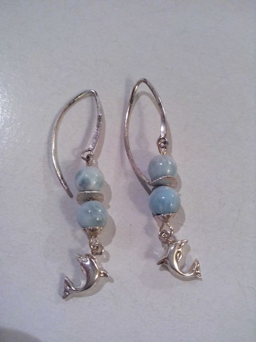 cercei argint si larimar,pietre semipretioase naturale