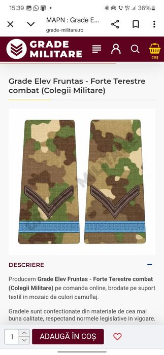 Grade militare combat elev fruntaș