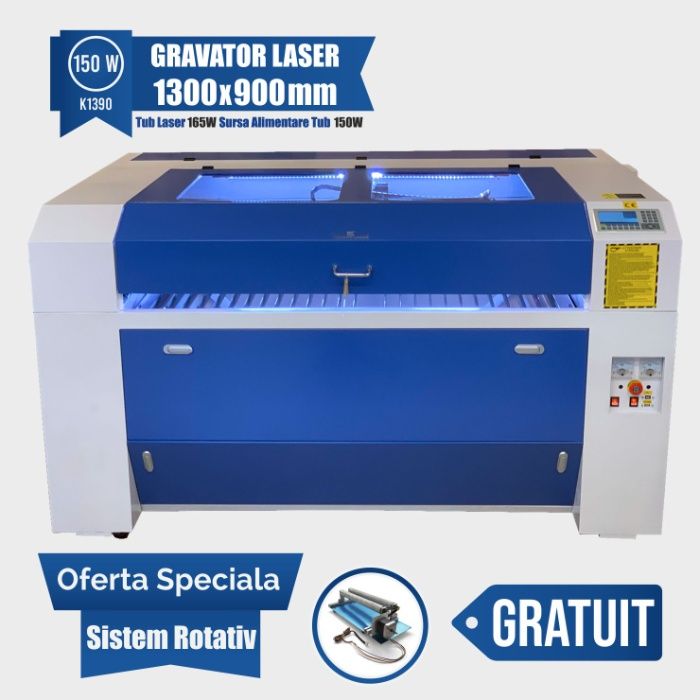 Gravator Laser K1390, Putere 150W, Controler RUIDA 1300x900 mmm