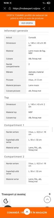 Comodă și 2 noptiere Mobexpert