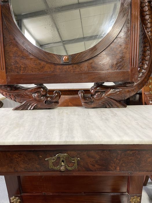 Consola Empire de perioada, din lemn masiv cu blat de marmura