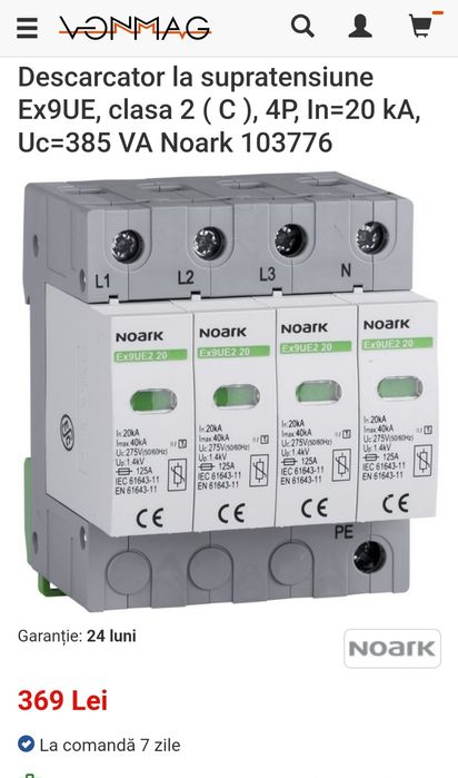 Descărcător supratensiune noark