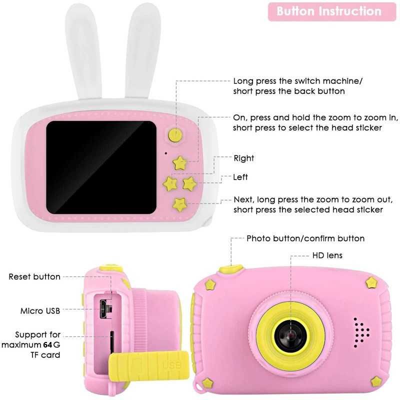 Детски фотоапарат STELS W310, Игри, HD Камера, Розов, Син, Жълт, Бял