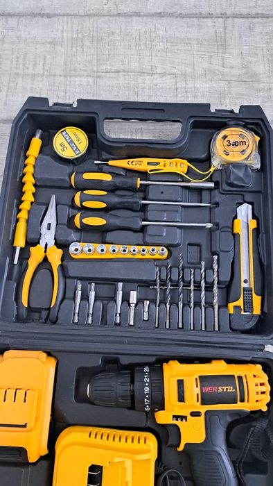 Trusă bormașină cu 2 acumulatori 36 V și accesorii