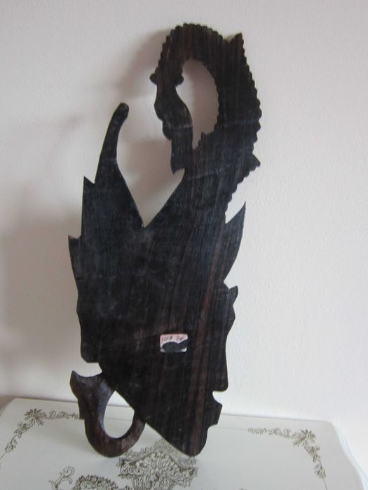 cadou rar Zeita Dewi Sri Bali 1960 decoratiune perete lemn abanos