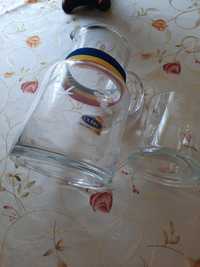 Cana de sticla Duske cu mâner și pahar de sticla.