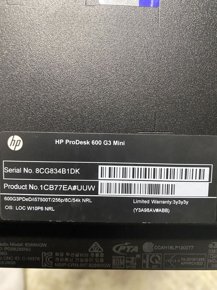 Vand hp pro desk 600 g3 mini