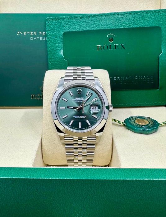 Rolex Datejust 41mm GREENDial Jubilee NEW 7/2025 Full set Acte cutie