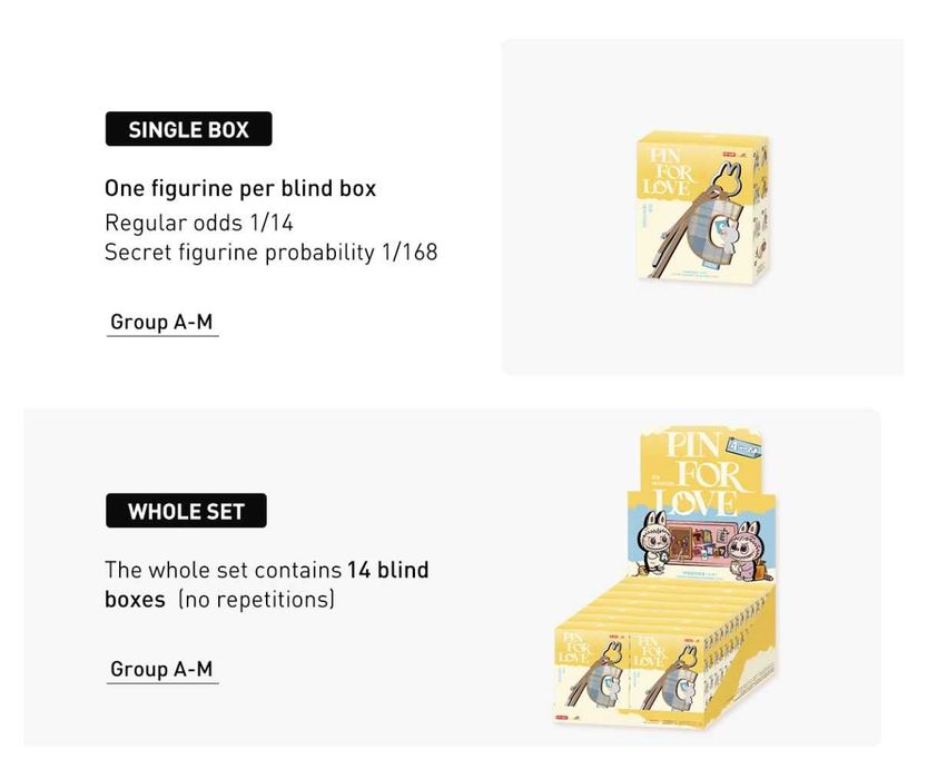 Labubu Pin For Love breloc litere A-M original Popmart set complet