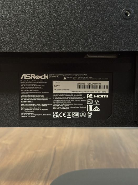 Монитор 27” ASRock Challenger CL27FF – 90LXA090-A0E0A0N