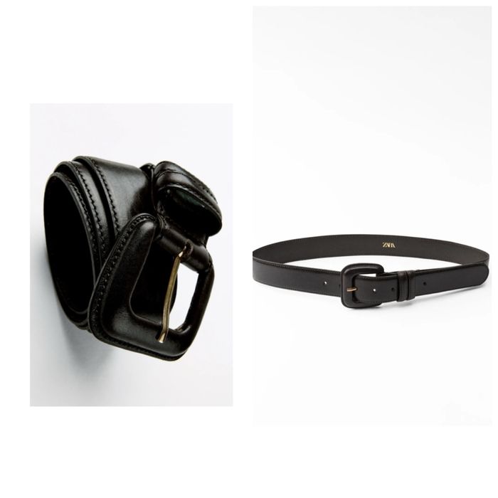 Ремень Zara новый кожаный пояс женский кожа черный