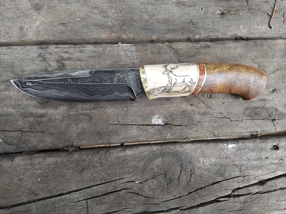 Ловен нож ръчна изработка кован (ШХ15)