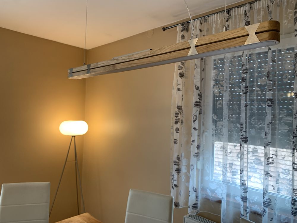 Lampa LED din lemn, inox si aluminiu