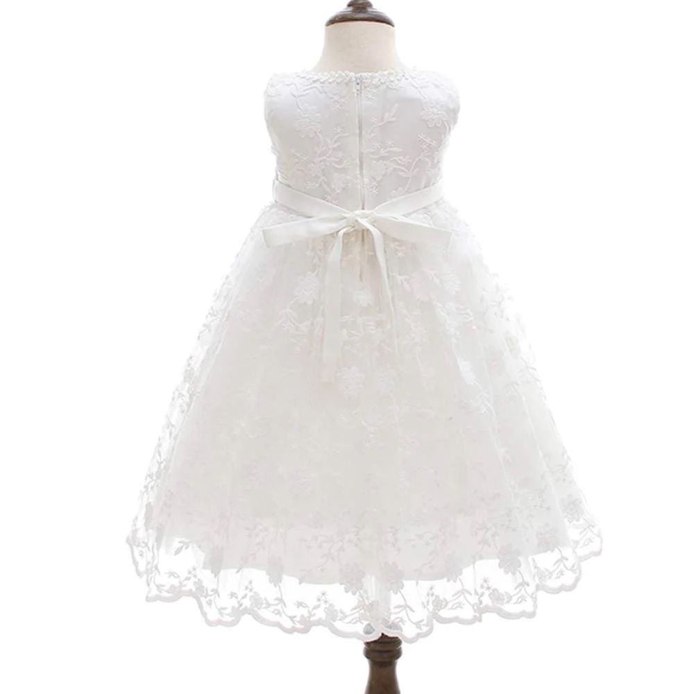 Бяла, детска рокля за официален повод, кръщене или сватба