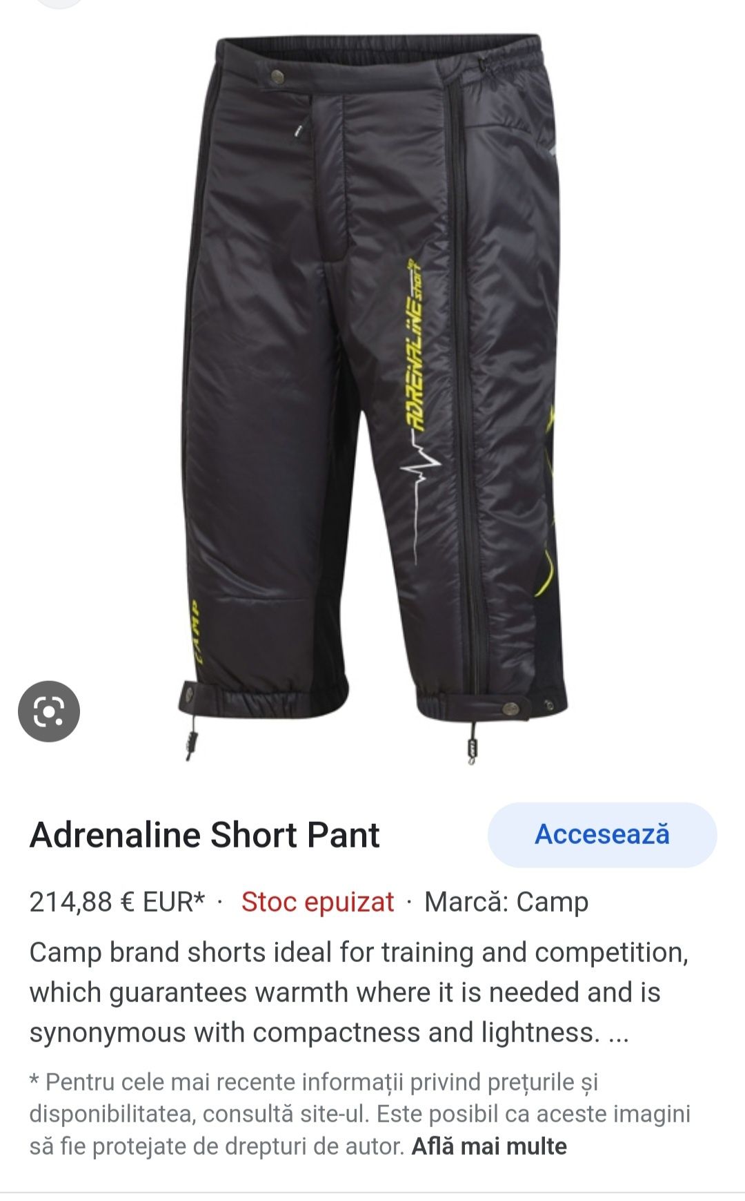 Pantaloni scurți de alpinism CAMP Adrenaline Essential Short, nr. L