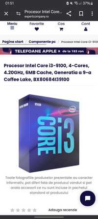 Procesor Intel Core i3-9100, 4-Cores, 4.20GHz, 6MB Cache, Generatia a