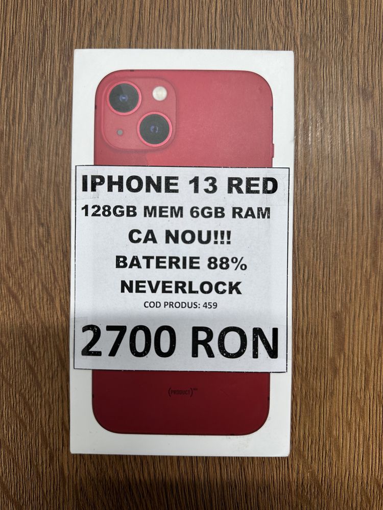 AMANET NOLIMIT: iPhone 13 Red 128GB Full Box Ca Nou Garantie si Bon.