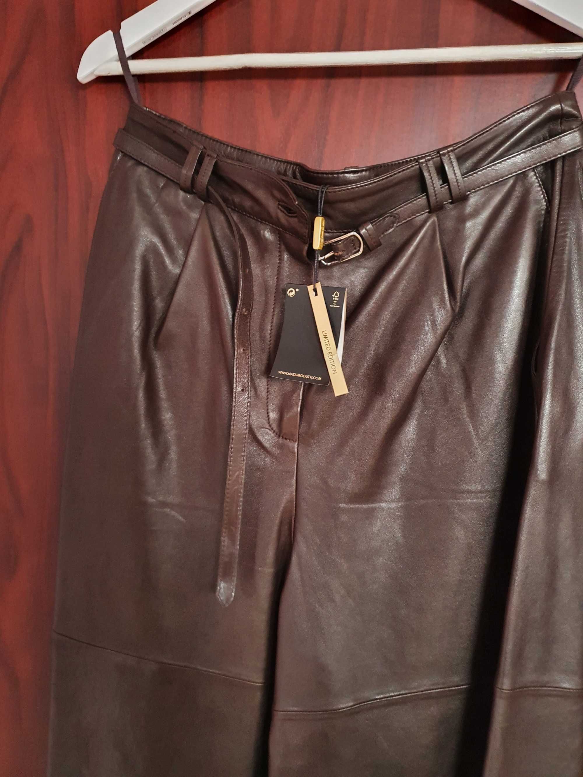 Fusta pantalon de piele Massimo Dutti noua cu eticheta