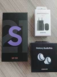 НОВ Смартфон Samsung Galaxy S21 5G 256G, Galaxy BudsPRO зарядно