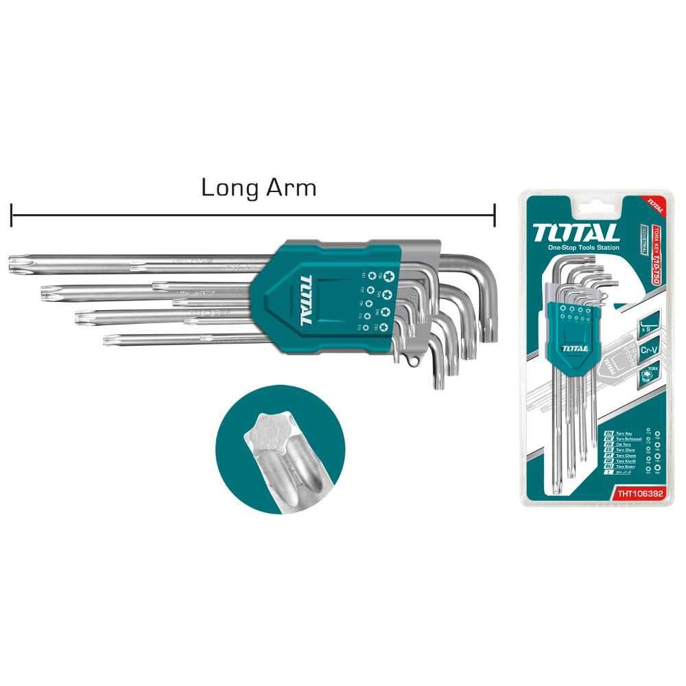 Комплект Г-образни ключове TOTAL Industrial, TX 10 - 50, 9 части