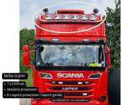 Bara proiectoare, Scania R, Topline, Highline, 7 x LED-uri, instalatie proiectoare si suporti