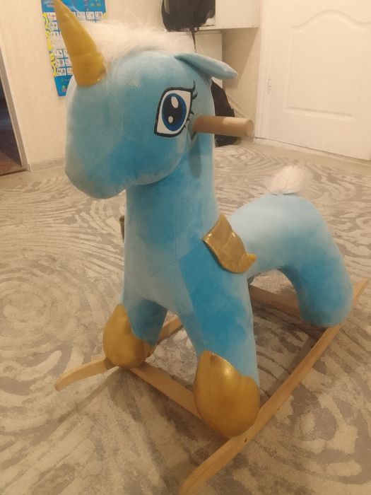 Детский лошадка цвет голубой