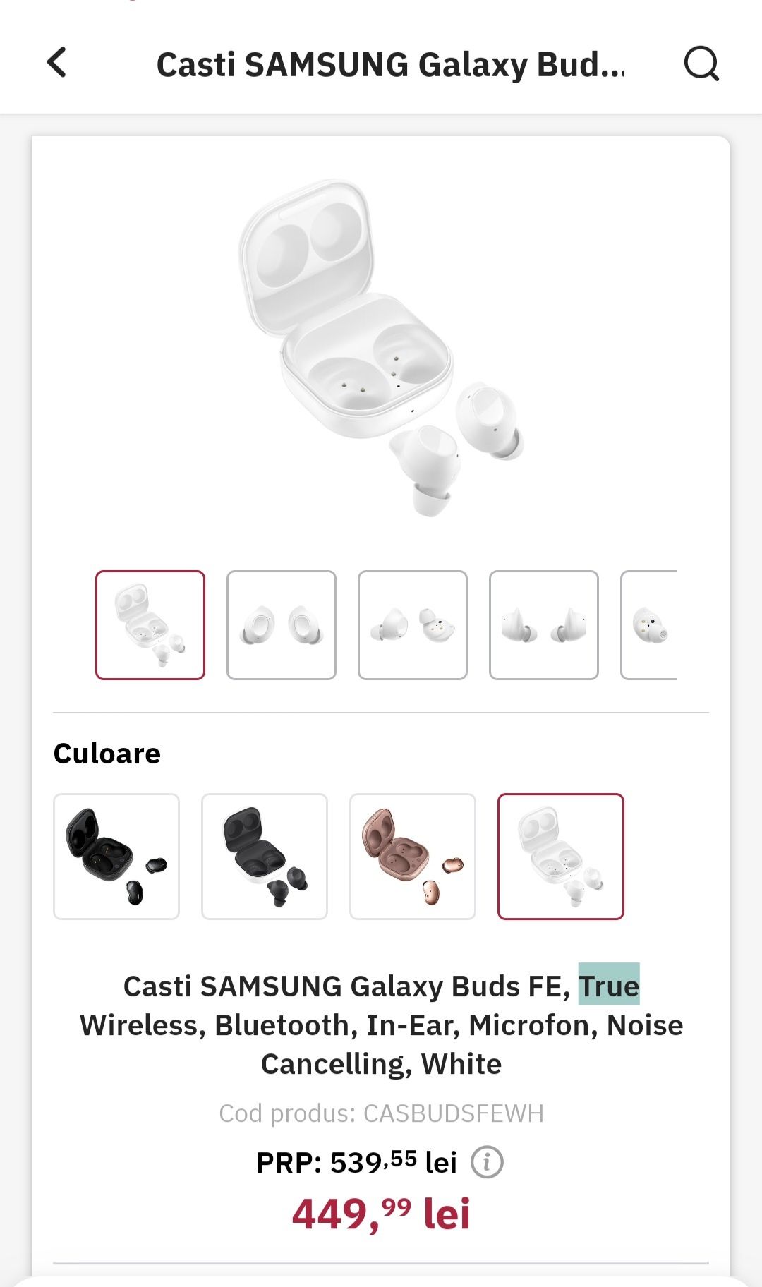 Casti Samsung Galaxy Buds FE