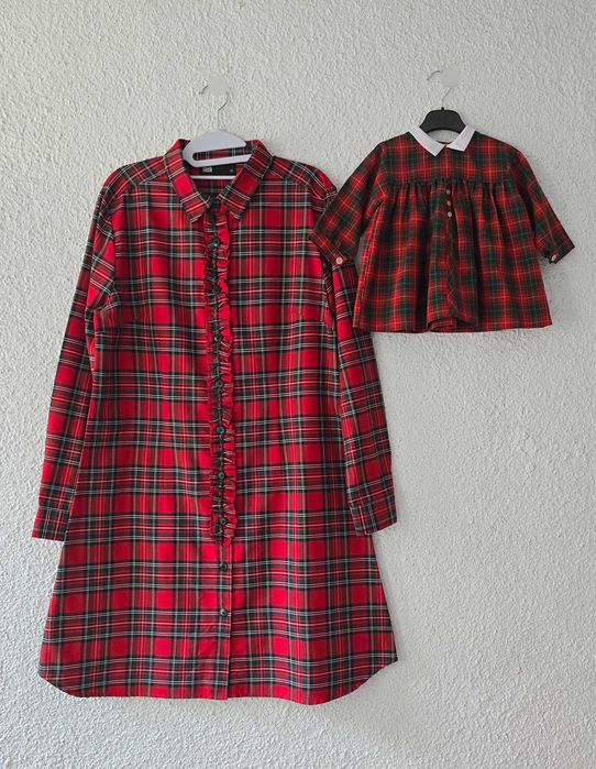 Коледна рокля мама и бебе размер М и 3-6 месеца