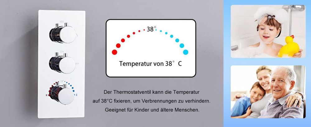 Baterie Incastrata+ termostat+ dus 30cm Black/Crom,REDUS de la 1250RON