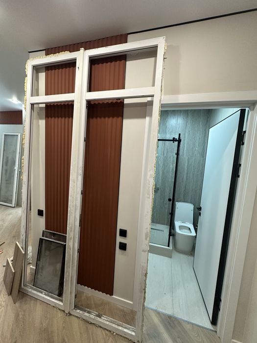 Пластиковое окно с дверью до потолка