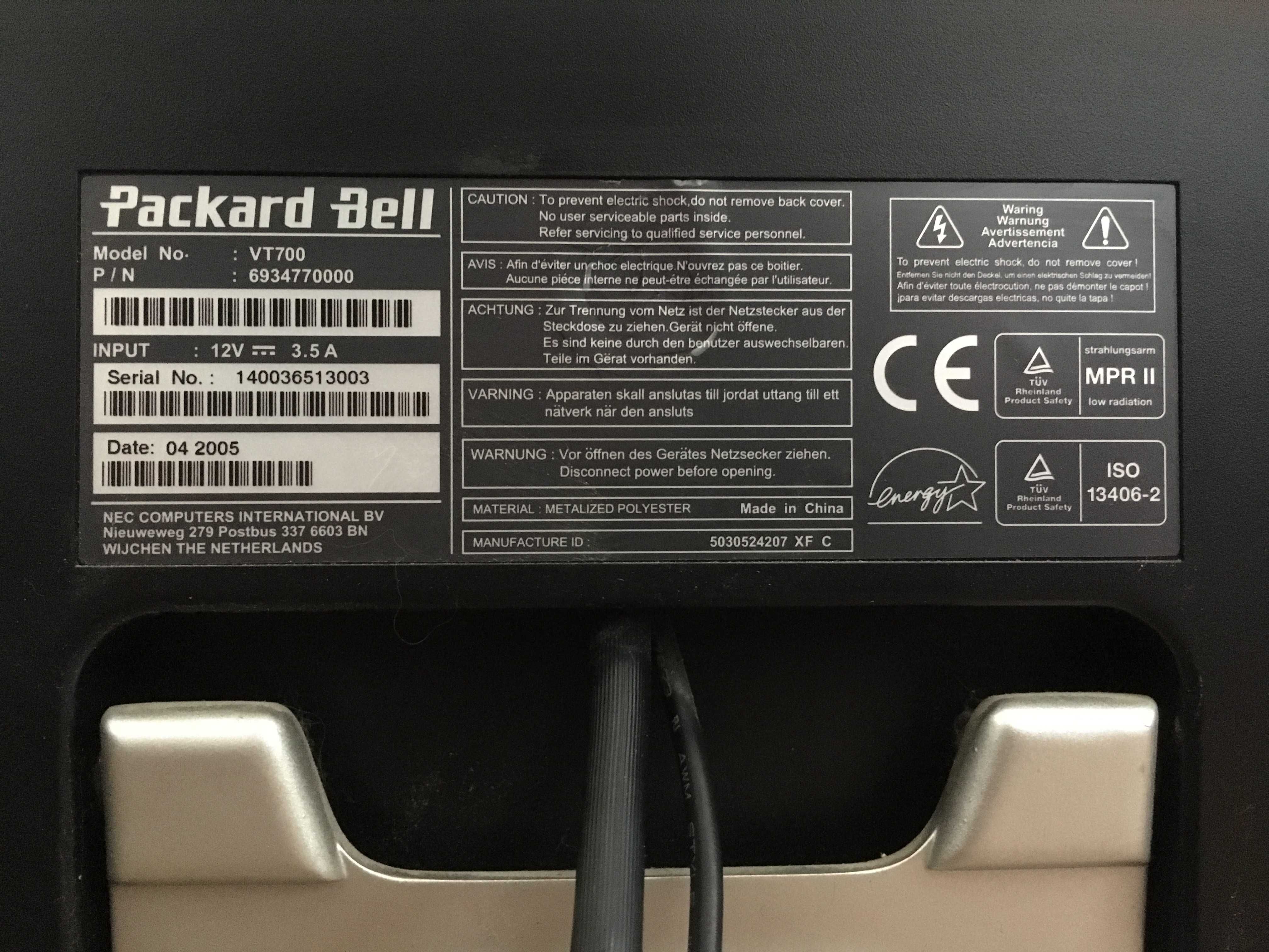 Монитор "Packard Bell''