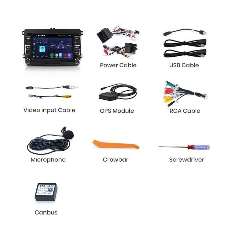 Navigatie android 2GB RAM vw golf passat tiguan skoda octavia seat