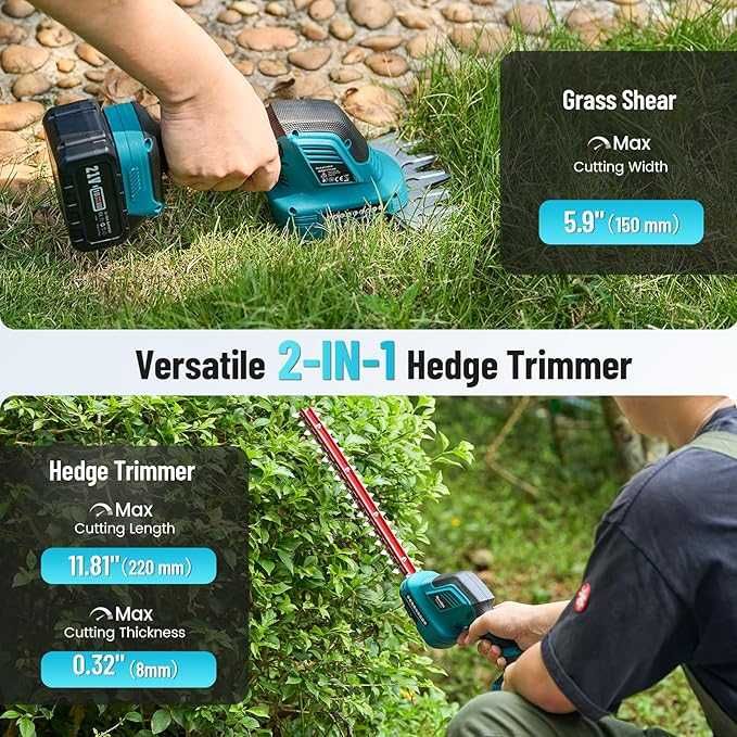 Foarfecă telescopică pentru gard viu SEESII 3 în 1 cu baterie