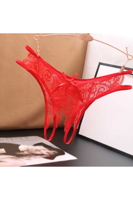 Chiloti Open Crotch cu Broderie Florala, Marime S, diverse culori