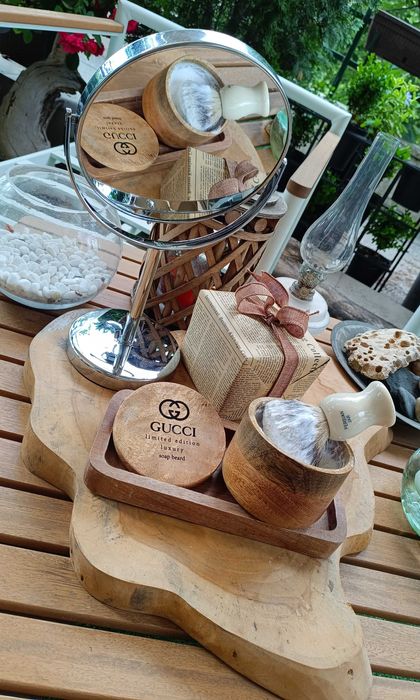 Set sapun barbierit de lux Gucci, sapun pasta + cutie din lemn mango