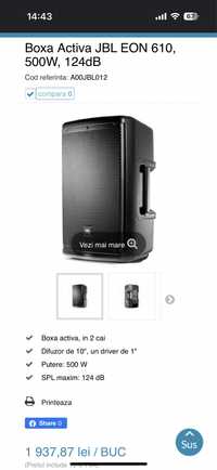 Boxa activa jbl eon 610