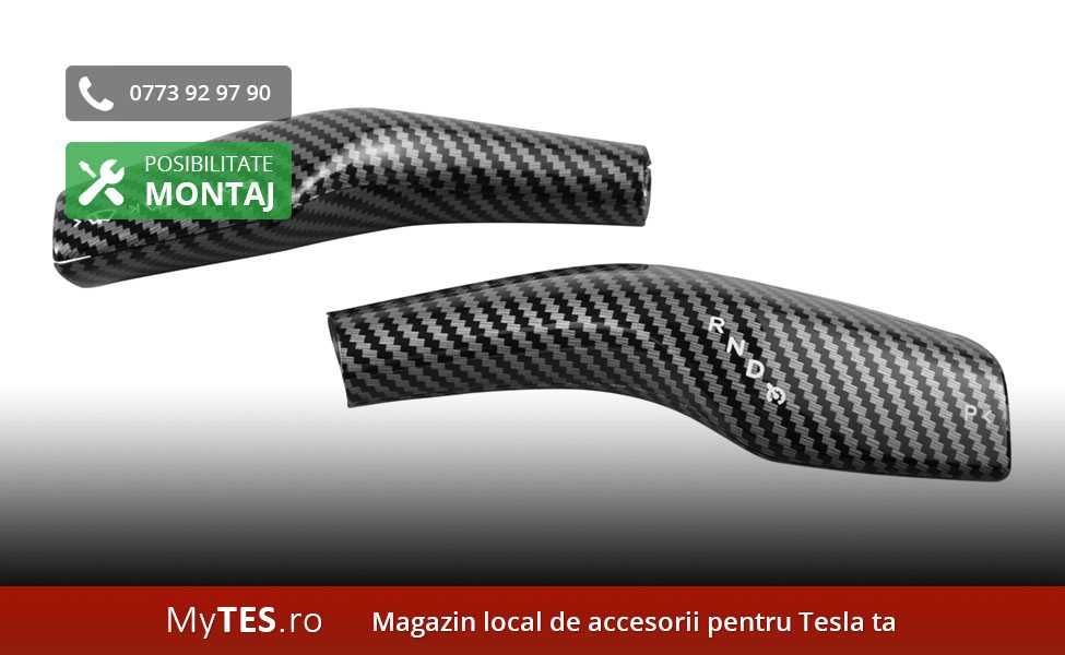 Ornamente manete volan textura fibra carbon - Tesla Model 3 / Y