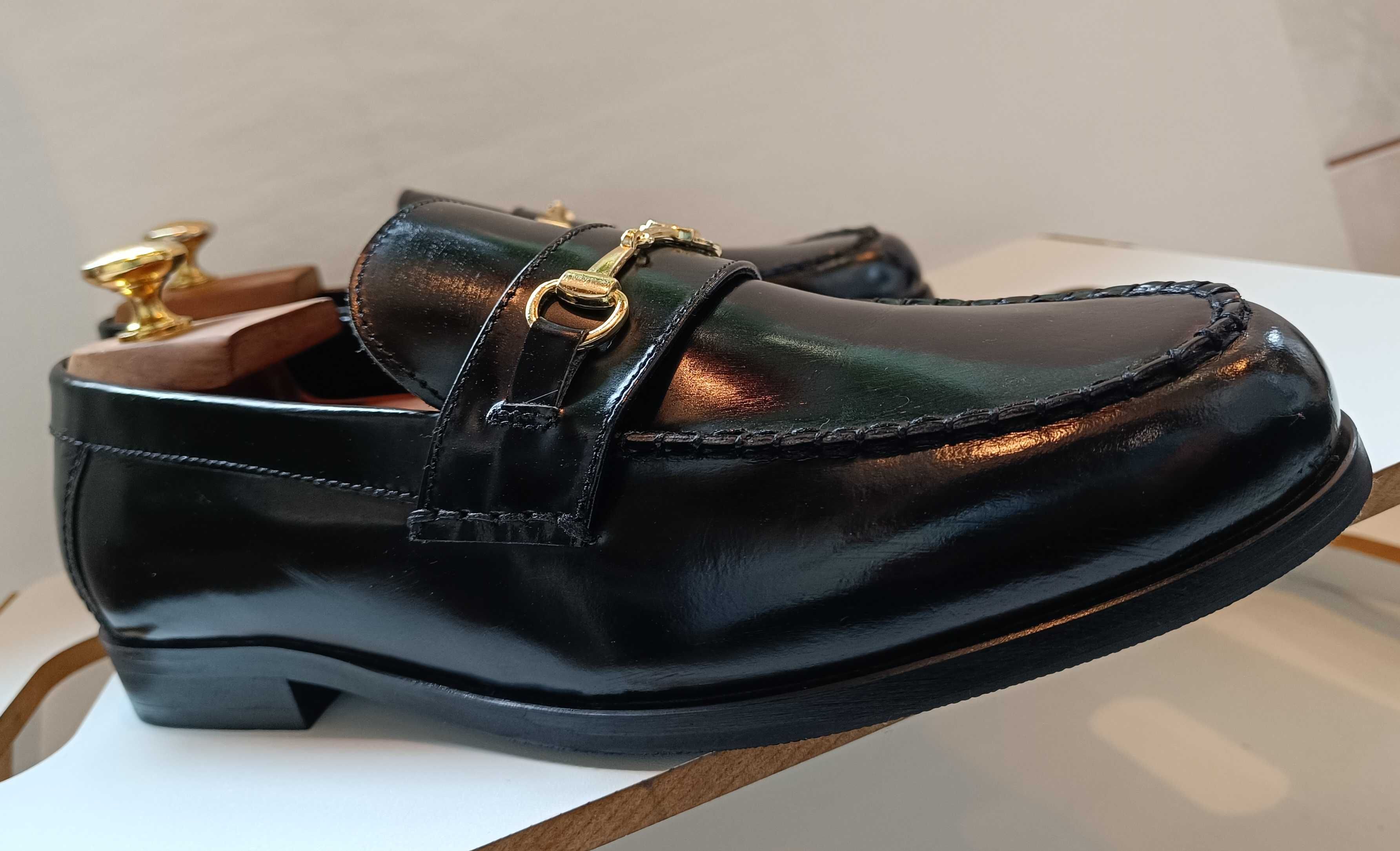 Pantofi loafer 42 42.5 premium ZIGN NOI piele naturala lucioasa