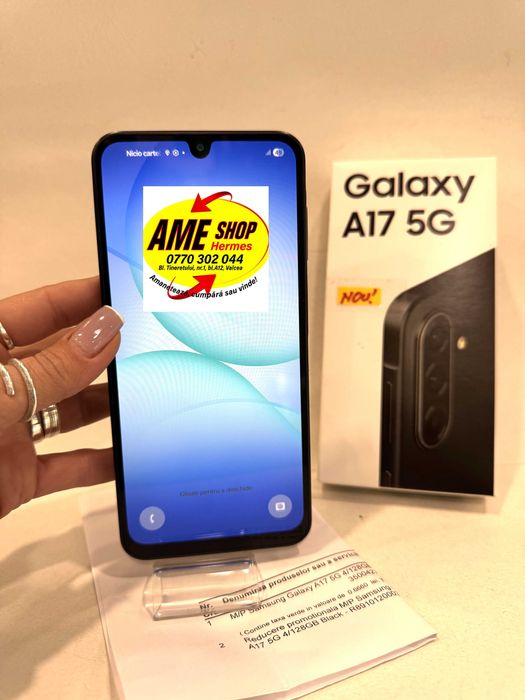 Samsung A17 5G, Black, 128GB4GB RAM, garanție 2ANI,  NOU!