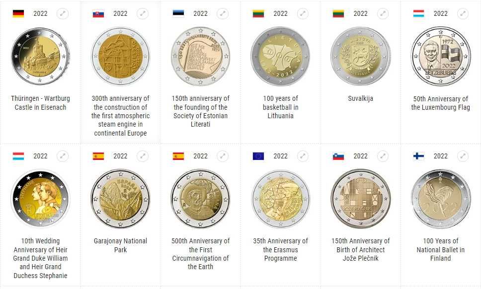 2 Евро монети/ 2 EURO coins (Юбилейни) 2020-2022