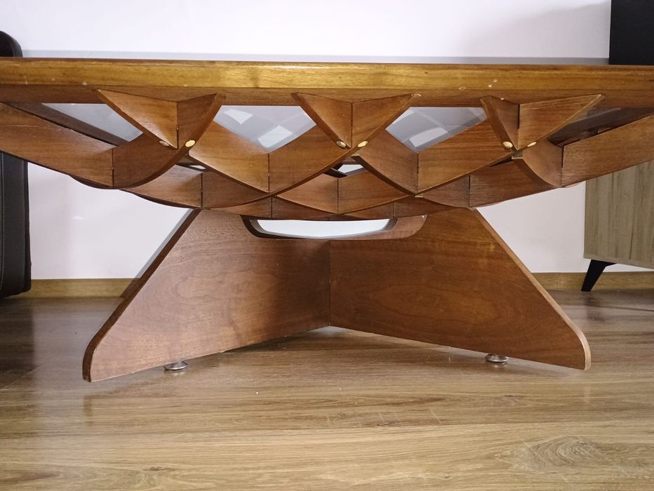 Masa mdf + nuc, sticla securizata