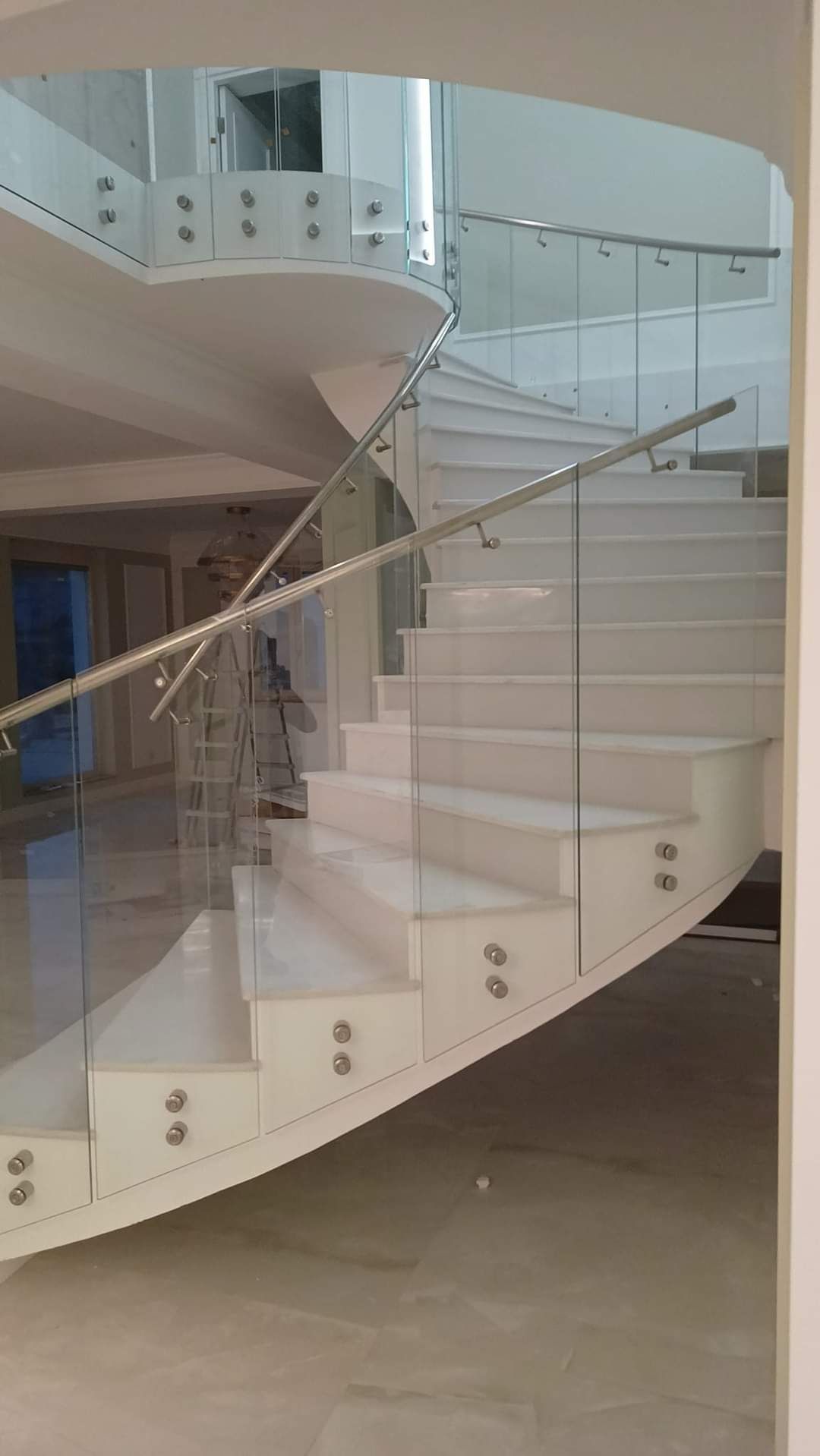 Balustrade sticla securizata si inox, scari, inox placate cu granit,