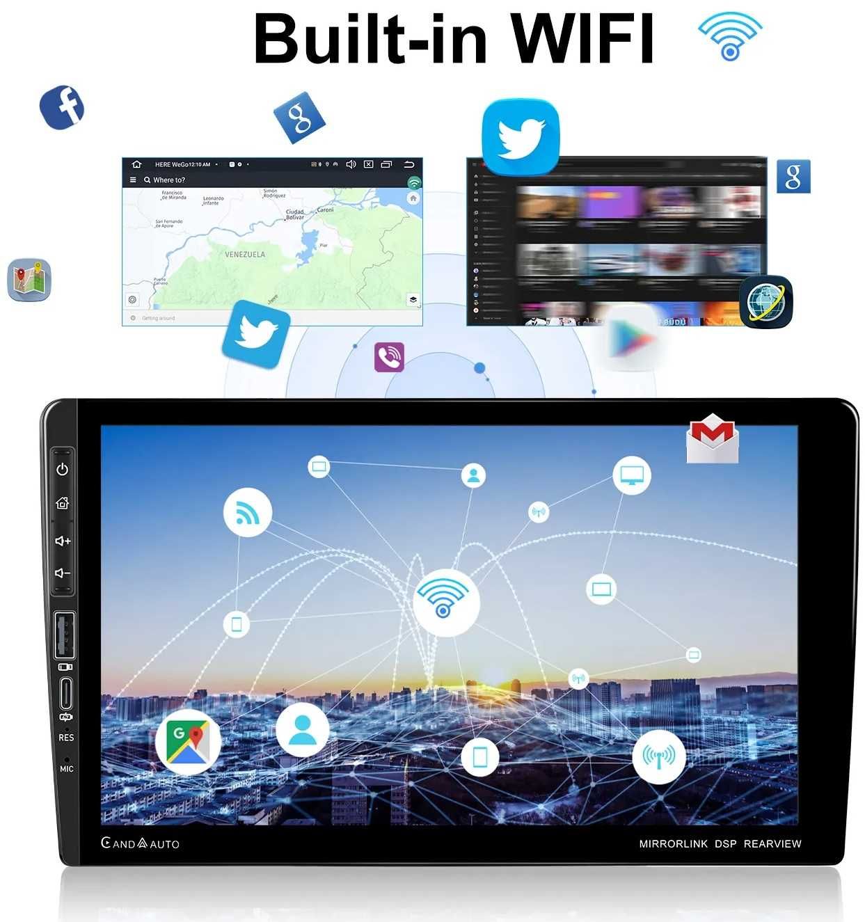 Мултимедия 4+64GB 8 ядрен навигация за кола автомобил Android Auto CP