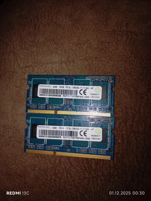 Ram 4gb ddr3l (tensiune joasa) pc3l-1 35 lei preț pe bucată 2800s