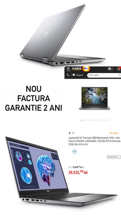 Laptop Dell 16'' Precision 7680 Workstation FHD+, Intel i9/Nou•Factura
