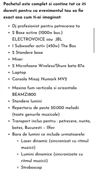 Nunta 2000lei /Botez 1750 lei Dj petreceri Bucuresti pachet complet