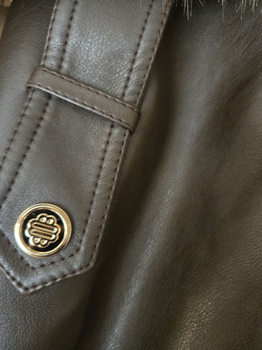 Късо кожено яке с пух Хита на сезона