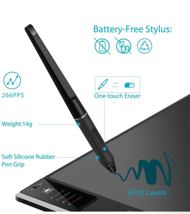 Tableta grafica cu stylus Huion WH1409 V2, Wireless