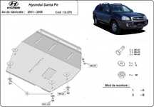 Scut metalic pentru motor Hyundai Santa Fe 2001-2006 - otel 3mm